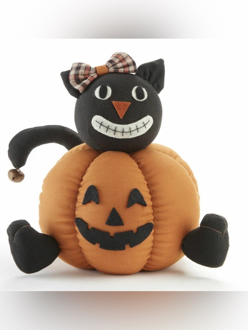Black Cat n Pumpkin Halloween Decoration   NWT